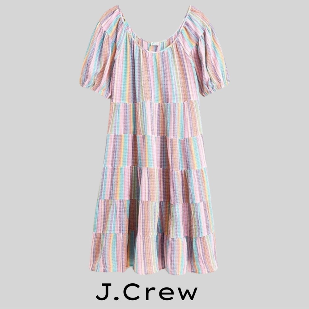 J. CREW BEACHWEAR PASTEL STRIPE COTTON GAUZE COVER-UP DRESS - SIZE SMALL